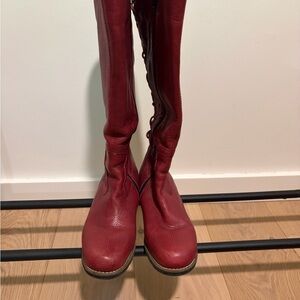 Wolky Red Leather Over-the-Knee Boots